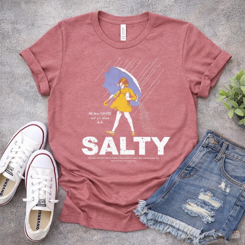 Salty Girl Tee: Women's Vintage Cotton Blend T-Shirt salty girl shirt gift for her vintage style tee summer graphic tee trendy casual tee short sleeve tee sassy graphic top ladies summer round neck tee retro tee summer outfit
