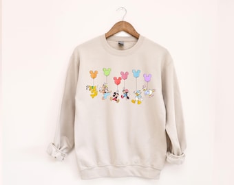 Retro Disney Mickey And Co Balloon Sweatshirt, Disney Mickey And Friends Hoodie, Disney Mouse Head Sweater, Mickey & Co Gift, Disney Hoodie