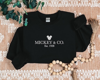 Mickey & Co 1928 Embroidered Sweatshirt, Disneyworld Shirt, Disney Inspired Embroidery Shirt, Disney Fans Gift, Disney Vacation Sweater