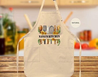 Delantal de cocina para abuela, regalo para abuela, delantal de girasol para abuela, regalos de cocina para abuela, delantal personalizado con utensilios de cocina, regalo para el Día de la Madre