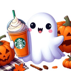 Cute ghost png, Halloween png, coffee png, bougie png, bougie ghost, Halloween T shirt, cute ghost png, coffee, Trending png, png, sb cute