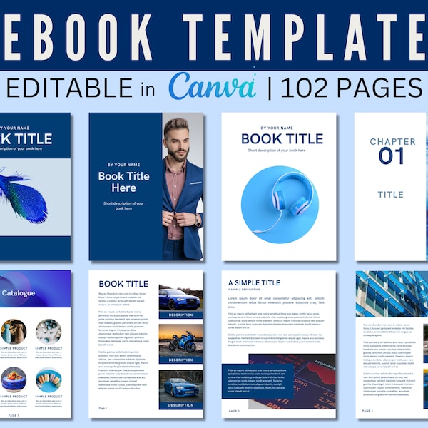 Professional and modern lead magnet workbook or course guide with our editable blue ebook template on Canva