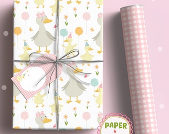 Stravagante carta da regalo per compleanno con oche e pulcini: confezione regalo divertente e colorata