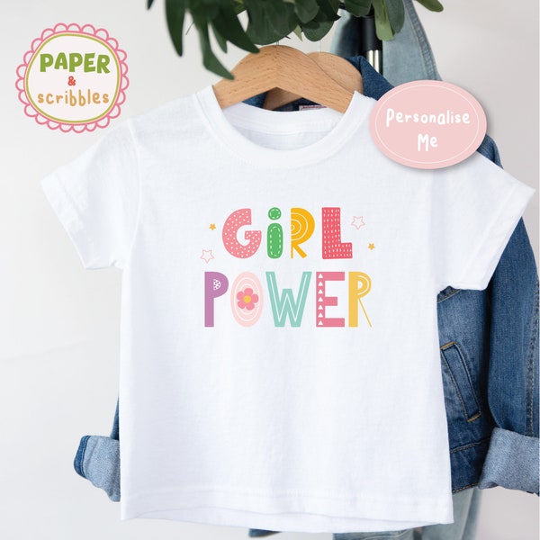 Colourful Girl Power Design T shirt for Girls - Fun and Vibrant Kids, keepsake gift