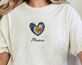 T-shirt personnalisé avec cœur de volley-ball, t-shirt personnalisé avec le nom de l'équipe pour la journée sportive