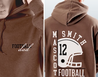 Sweat à capuche de footballeur pour papa, T-shirt personnalisé avec nom et numéro de l'équipe, Cadeau sportif personnalisé pour papa
