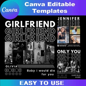Girlfriend Canva Editable Template, Custom Bootleg Rap Photo Design Templates, DIY 90&#39;s Only You Pictures T Shirt Boyfriend, Face Photo Tee