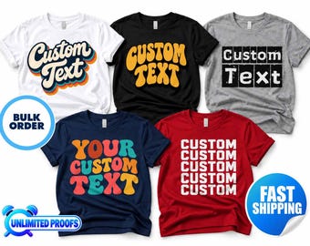 Custom Text Printed Shirts, Personalized Trendy Text Hoodie, Your Own Design Shirt Bulk Orders
