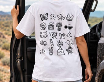Custom Doodle T-Shirt, Personalized Couple Valentine's Gift, Unique Personality Design