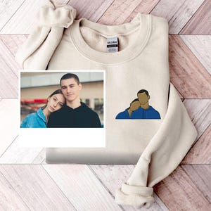 Custom Embroidery Portrait Photo Sweatshirt Gift for Boyfriend Personalized Couple Picture embroidered Sweatshirts Girlfriend Hoodie Gifts