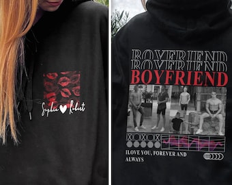 Custom Boyfriend Photo Hoodie For Girlfriend Birthday Gift, Personalized Kisses Gf Picture Shirt