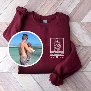 Embroidery Portrait Photo Sweatshirt Gift for Dad, Personalized Family Picture embroidered Sweatshirts, Custom Fathers Day Surprise Hoodie