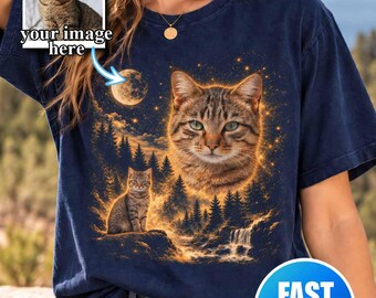 Custom Pet Graphic Photo Shirt, Personalized Dog Cat Picture Tshirt Gift, Pet Memorial Shirts