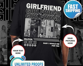 Custom GF Shirt Gift for Boyfriend Birthday, Personalized photo Tshirt Gifts for Girlfriend, Girlfriends Picture Shirt Gift for  Boyfriends