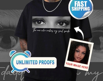 Custom Girlfriend Eyes Tshirt Gift Boyfriend Birthday Surprise, Personalized Gf Picture with Text Tee Shirt Valentine Gifts For Boyfriends