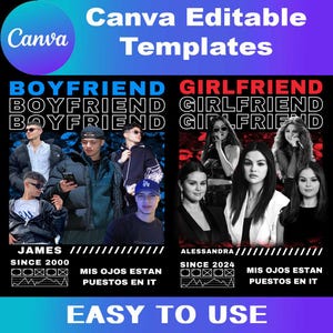 Canva Collage Editable Template, Custom Bootleg Rap Tee Photo Design Templates, DIY 90&#39;s Girlfriend Pictures Shirt Boyfriend, Face Photo Tee