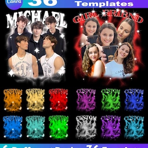 Design personalizzato per t-shirt rap bootleg, modello modificabile su Canva (PDF), con la tua immagine. immagine 6