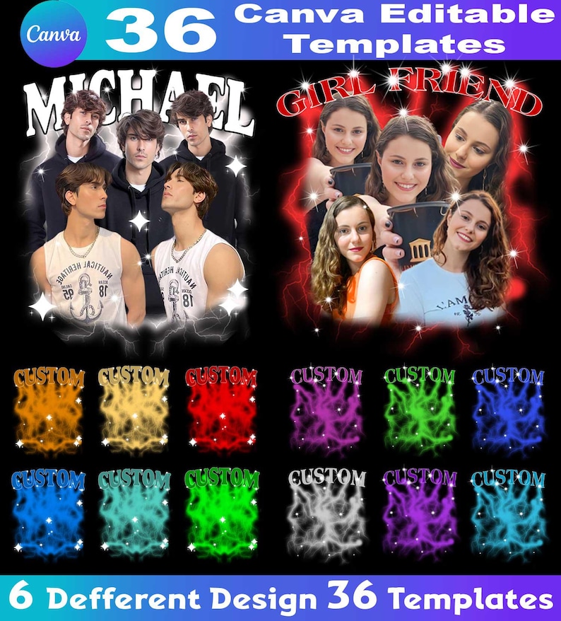 Design personalizzato per t-shirt rap bootleg, modello modificabile su Canva (PDF), con la tua immagine. immagine 6