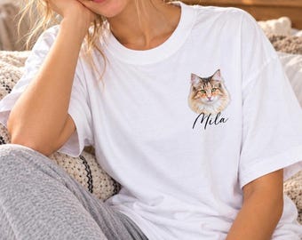 Custom Pet Name Photo Shirt, Personalized Dog Cat Picture Tshirt Gift, Cat Memorial Shirts