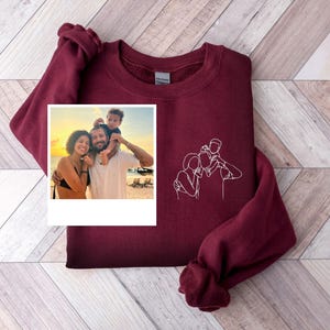 Dad Custom Embroidery Portrait Photo Sweatshirt, Personalized Picture outline embroidered Sweatshirts, Customize Fathers Day Surprise Shirt