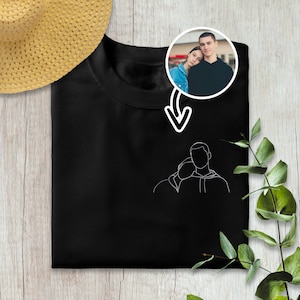 Custom Portrait Photo Tee Shirt, Personalized Picture outline Sweatshirt, Customized Boyfriend Birthday Surprise, Girlfriend outline T-shirt