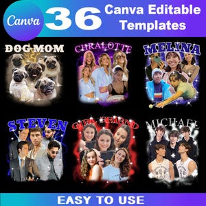 Easy Canva Editable Template, Custom Bootleg Rap Photo Design Templates, DIY 90&#39;s Boyfriend Pictures T-Shirt Designs, Face Photo Tee Shirts