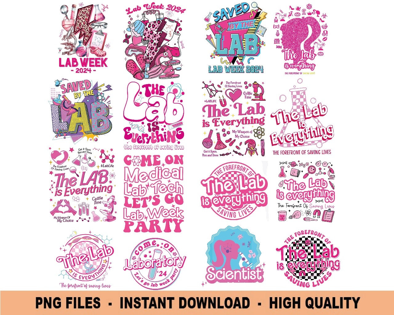 Pink Retro Lab Week 2024 Png, Barbie Lab Week Png, Medical Lab Science Png, Patient Care Tech