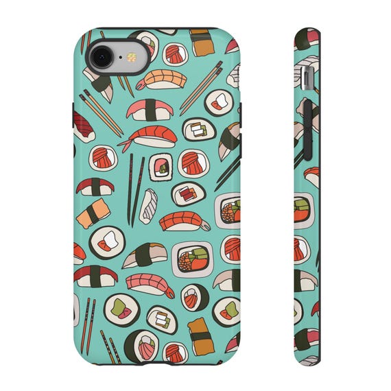 Japanese Sushi Pixel iPhone Case Magsafe対応 Colorful Sushi & Chopsticks Phone Case - Tough Protection