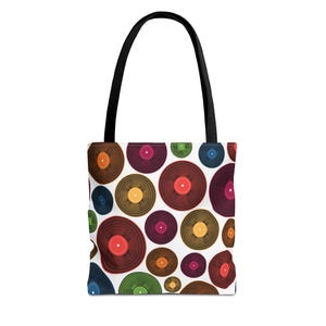 Vinyl Record Art Tote Bag - Durable Polyester with Vibrant Designs for Music Lovers on the Go