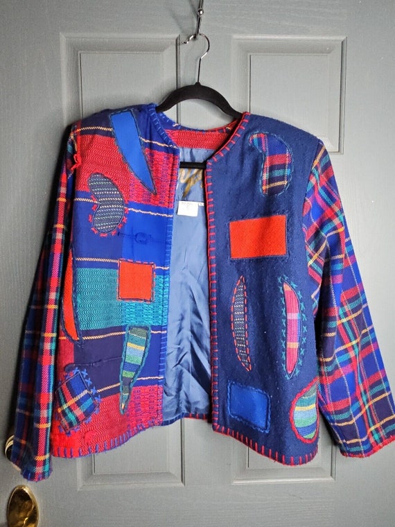 Vintage Crystal Jacket Wearable Art Patchwork Embe