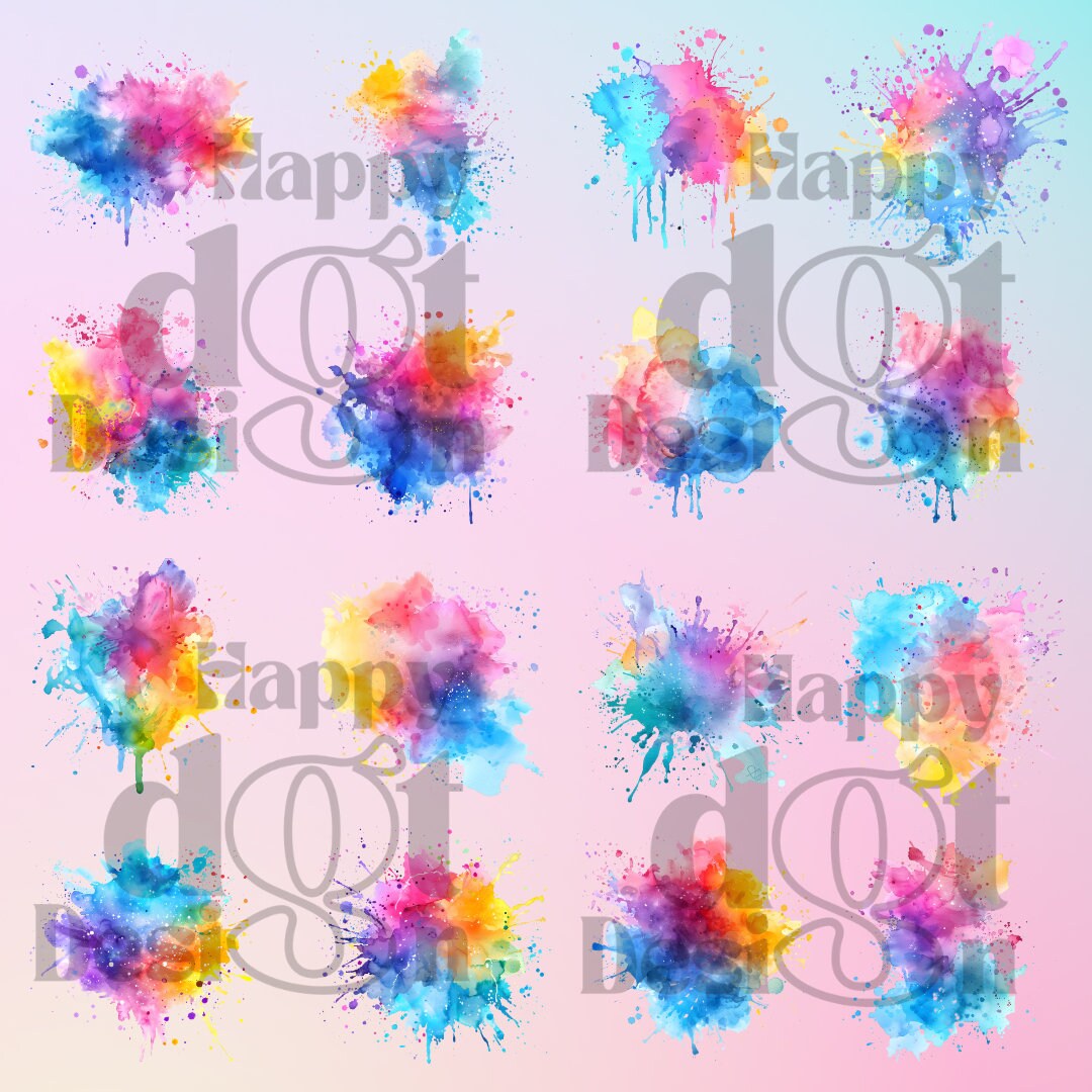 16 Pastel Alcohol Ink Splash Clipart for Commercial Use Download, Ink ...