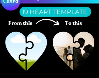 Valentine heart mockup template, canva mockup, vatentine mockup, heart mockup, heart template, canva template,editable,puzzle mockup