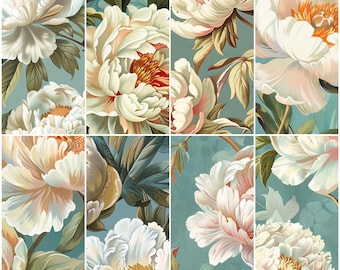 22 seamless classic vintage peonies