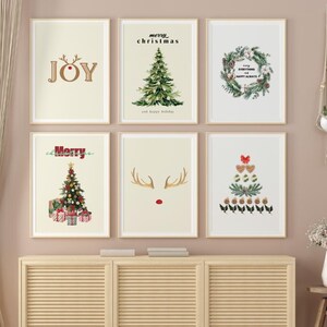 Impressões de arte de parede para impressão com tema de Natal, árvore de Natal, feliz Natal, rena, decoração para casa, decoração, para download, pôster de café