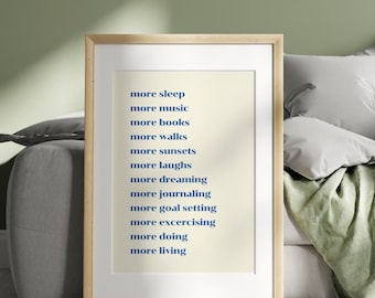 Printable Wall Art Prints, more sleep, music, books, goal, Motivational Poster, Home Decor, Inspirational Quotes, Downloadable