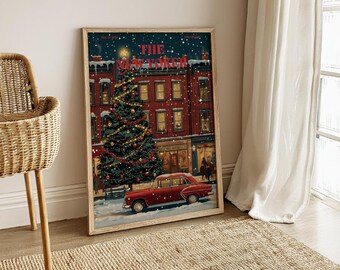 Christmas theme Printable Wall Art Prints,Newyork christmas , merry christmas, X'mas ,Home Decor, decoration, Downloadable, cafe poster