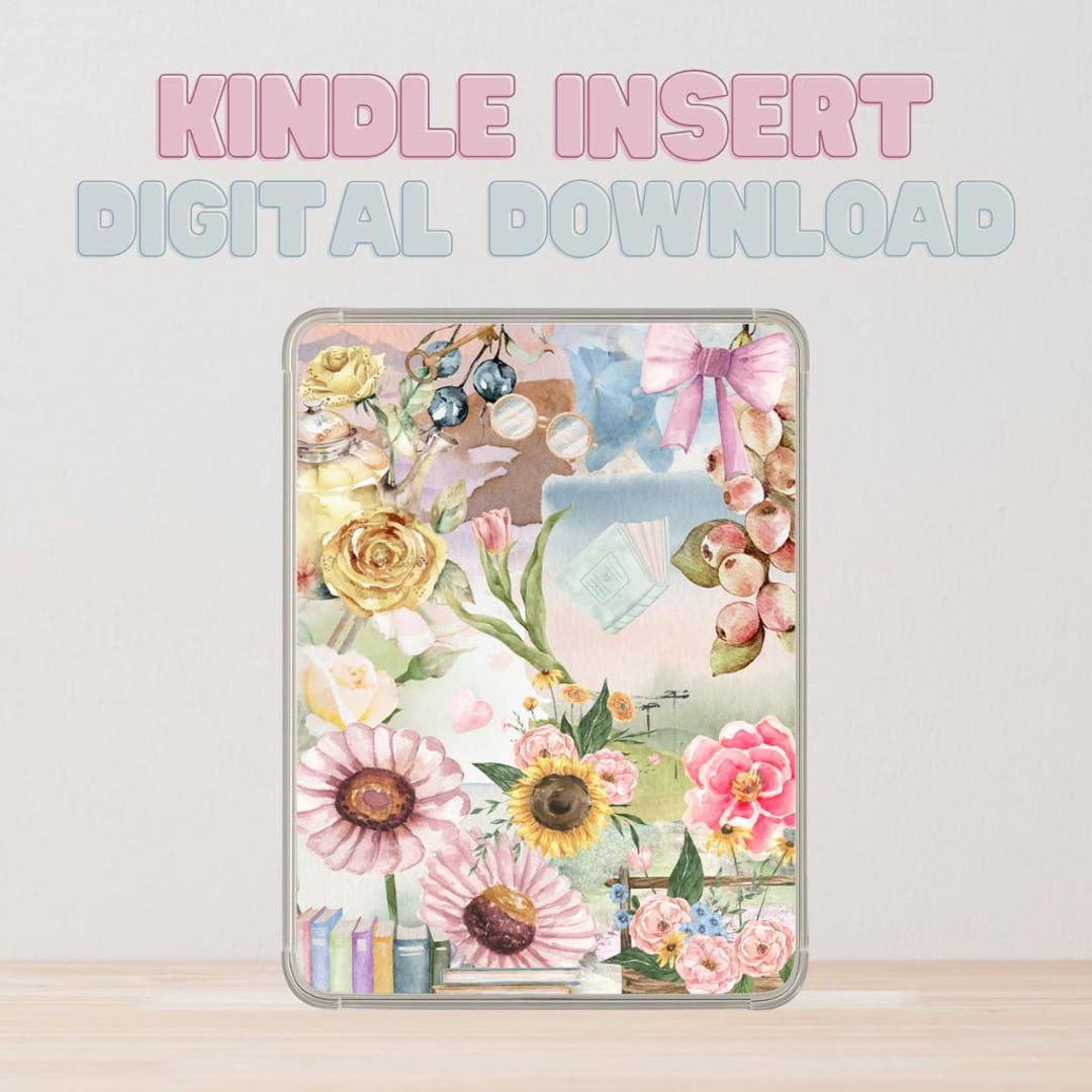 Aesthetic Kindle Insert | Watercolor Collage Floral Design | Digital ...