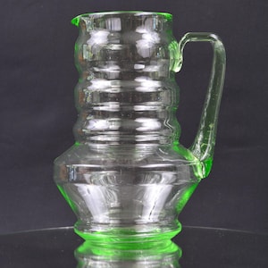 Very Rare Antique Dunbar Flint 1920&#39;s Uranium Vaseline Glass Pitcher