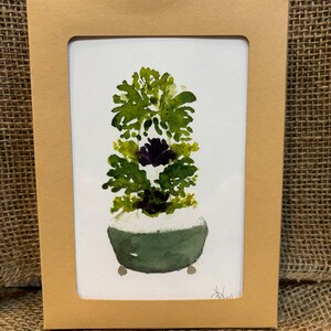 Ensemble de cartes postales aquarelles vertes avec jardinière de jardin - Boîte de 10 cartes postales vierges 5 x 7 (A7) et enveloppes