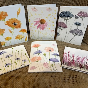 Ensemble de cartes aquarelle fleurs sauvages - Boîte de 12 cartes et enveloppes toutes occasions vierges 5 x 7 (A7) pour des voeux, des remerciements, un anniversaire et plus encore !