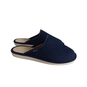 Herenpantoffels gemaakt van Jeans Bosaco-stof. Perfect vaderdagcadeau