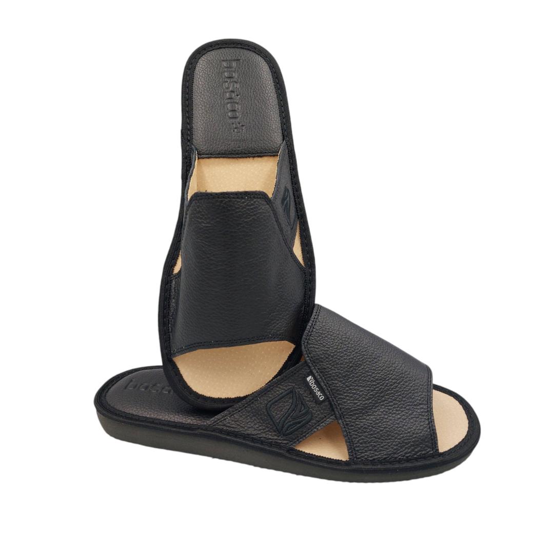 【MODERNIF】Lukin Leather Slippers Leather Mule Slippers, Cozy and Durable Slip-on Slippers for