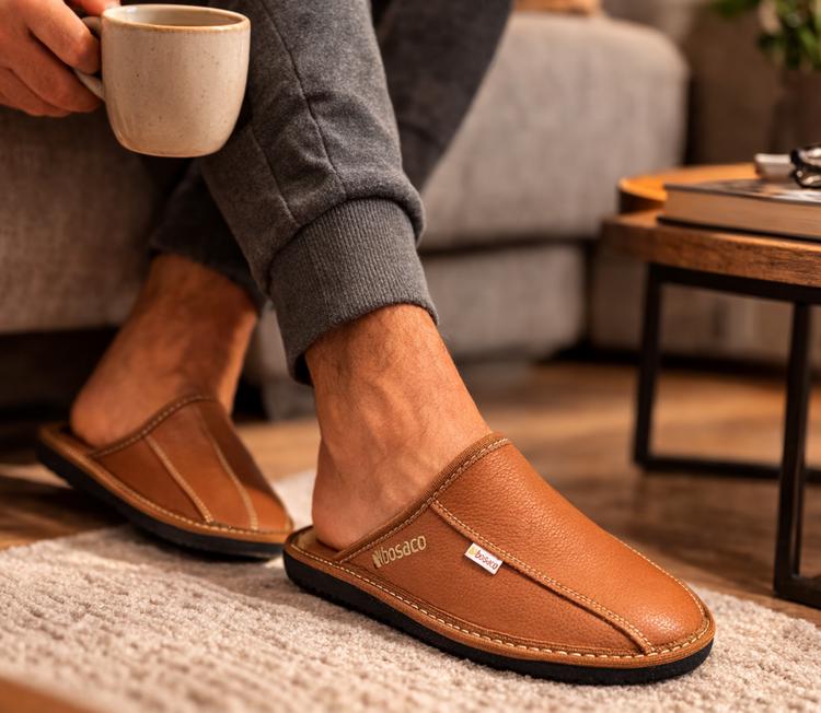 Handmade Men's Leather Slippers - Slip-on House Shoes - Etsy
