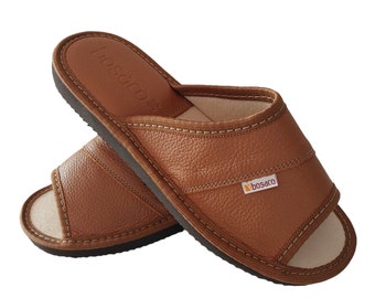 Zapatillas de casa de cuero Chanclas para mujer - Sandalias cómodas para interiores, elegantes y duraderas