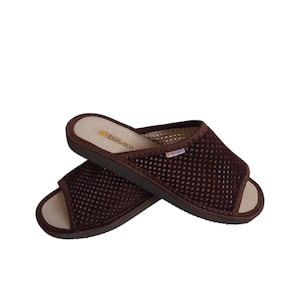 Brown  Womens Suede Slippers: Soft, Slip On,Orthopedic Insole