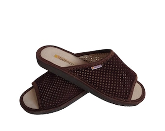 Brown  Womens Suede Slippers: Soft, Slip On,Orthopedic Insole