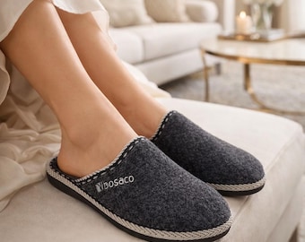 Pantuflas de fieltro para mujer, cómodas zapatillas de casa, suaves y cálidas para mayor confort.