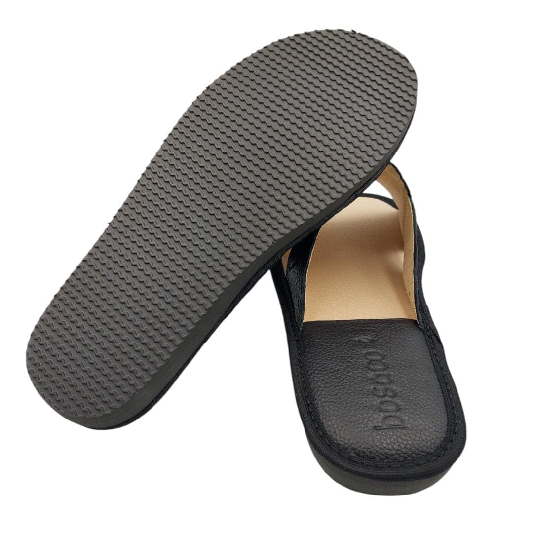 Men's Leather Slippers, Wide House Slippers, Open-toe Flip Flops
