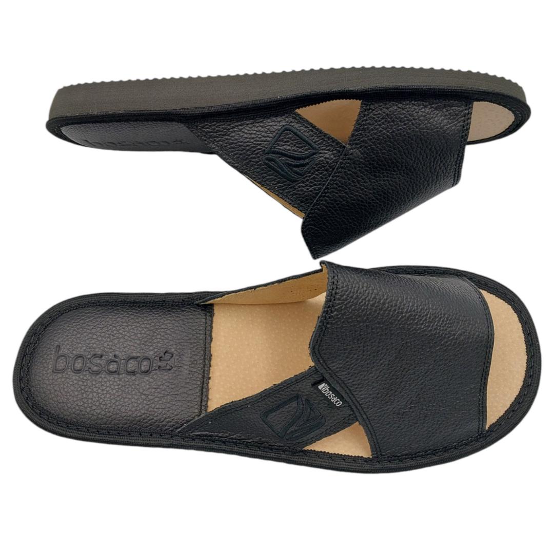 Men's Leather Slippers, Wide House Slippers, Open-toe Flip