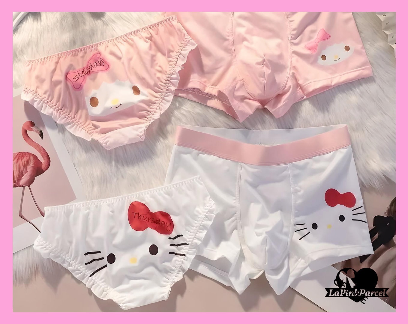 Hello Kitty Couple Underwear Set Y2K Sanrioed Women Men Underwear